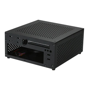 FH01 Mini ITX Computer Case Small Desktop Chassis Compact PC Gaming Case Front 4 x USB and O Interface Aluminum Body