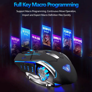 AULA S20 Professional Gaming Mouse 2400 DPI Adjustable USB Wired Backlit Ergonomic Optical LED Mouse for Computer Laptop PC