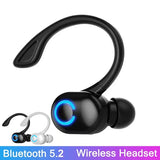 Bluetooth 5.2 Headset Business Wireless Earbuds Earphones Stereo Sports Game Headphone Ear Hook Mini HIFI Bass Noise Cancelling