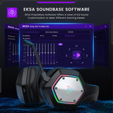 EKSA 2.4GHz Wireless Headphones E1000 WT 7.1 Surround Wired Gaming Headset Gamer with ENC Mic Low Latency for PC/PS4/PS5/Xbox