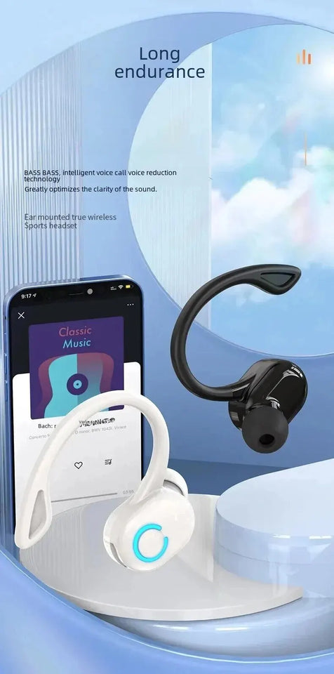 Bluetooth 5.2 Headset Business Wireless Earbuds Earphones Stereo Sports Game Headphone Ear Hook Mini HIFI Bass Noise Cancelling