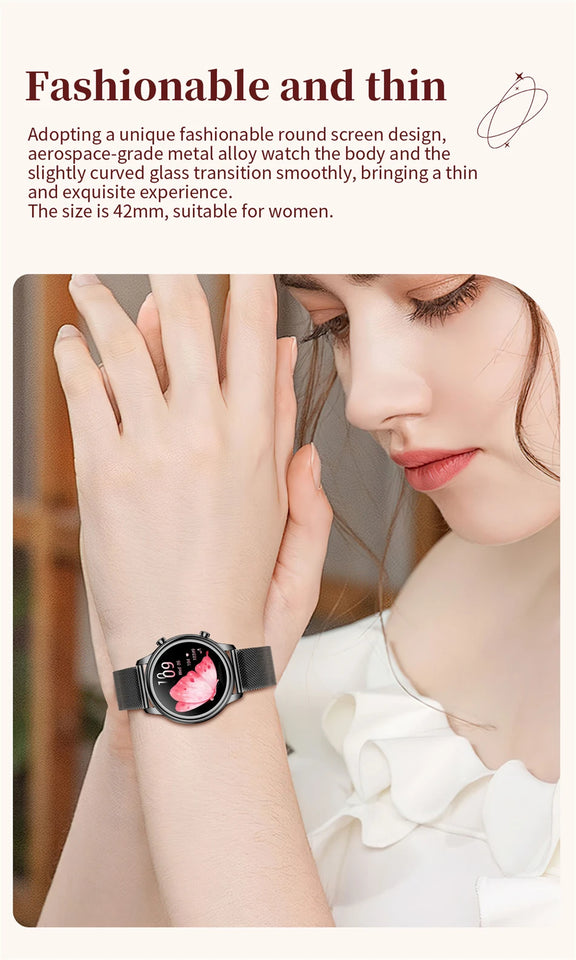 Bluetooth Call Smart Watch Women 1.27 inch 360*360 HD Display Sports Watches For Diamond Strap 2024 New Smart Watch For Xiaomi