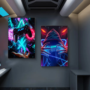 Modern Gamer Game Player's Esports Room Wall Art Decoration Painting Game Handle Controller Canvas Posters Game Mural (No Frame)