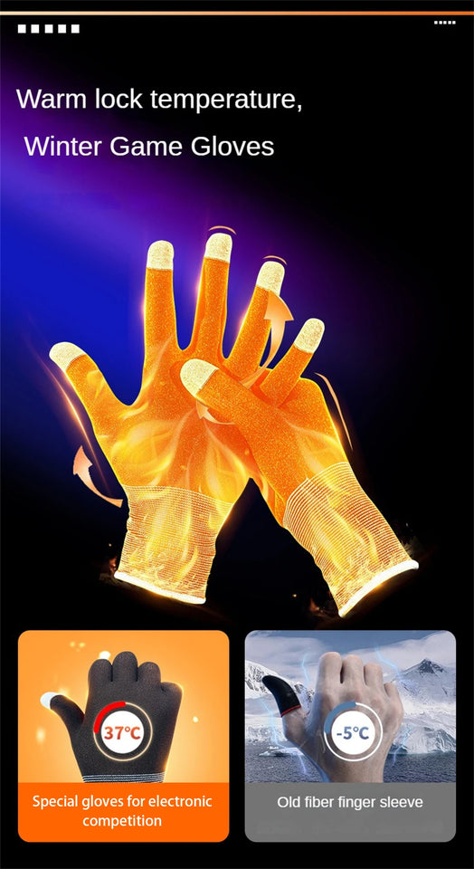 1pair Gaming Gloves For Touchscreen Keep Warm In Winter High-Sensitive Game Gloves Breathable Touch Finger Game Glove For PUBG