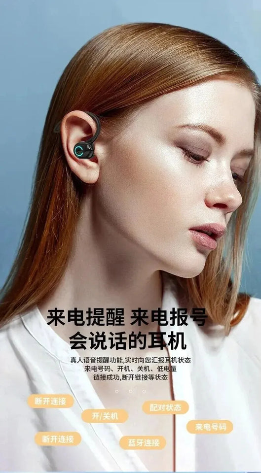 Bluetooth 5.2 Headset Business Wireless Earbuds Earphones Stereo Sports Game Headphone Ear Hook Mini HIFI Bass Noise Cancelling