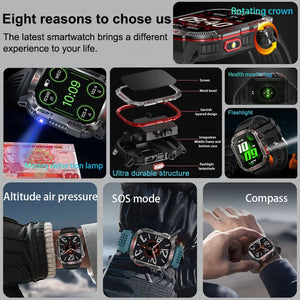 2024 New For Xiaomi Military Smart Watch Men 1.96 inch GPS Compass IP68 Bluetooth call Outdoor Sports Fitness Tracker Smartwatch