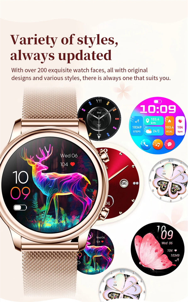 Bluetooth Call Smart Watch Women 1.27 inch 360*360 HD Display Sports Watches For Diamond Strap 2024 New Smart Watch For Xiaomi