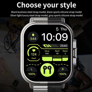 2" Headset 2 in 1 Smart Watch BT Call Bluetooth Headphones Watches Heart Rate Sport Fitness Bracelet TWS Earphone Smartwatch Men