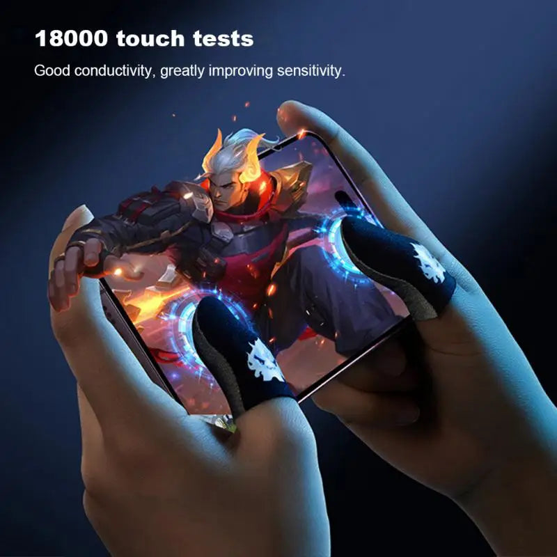 1Pair Ghost Fire Luminous Anti-sweat Game Finger Cover Game Finger Sleeve Game Controller Touch Screen Gaming Thumb Gloves