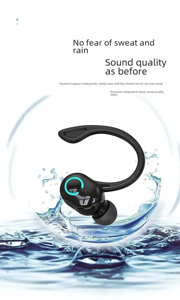 Bluetooth 5.2 Headset Business Wireless Earbuds Earphones Stereo Sports Game Headphone Ear Hook Mini HIFI Bass Noise Cancelling