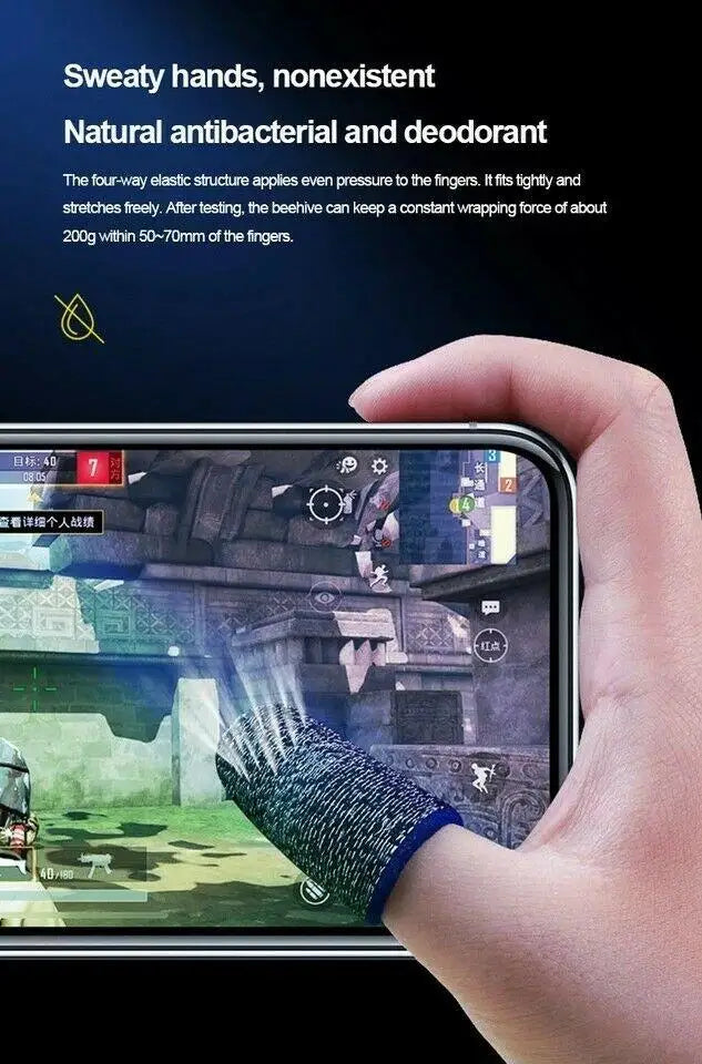 1 Pair Super Thin Gaming Finger Sleeve Breathable Fingertips For Pubg Mobile Games Touch Screen