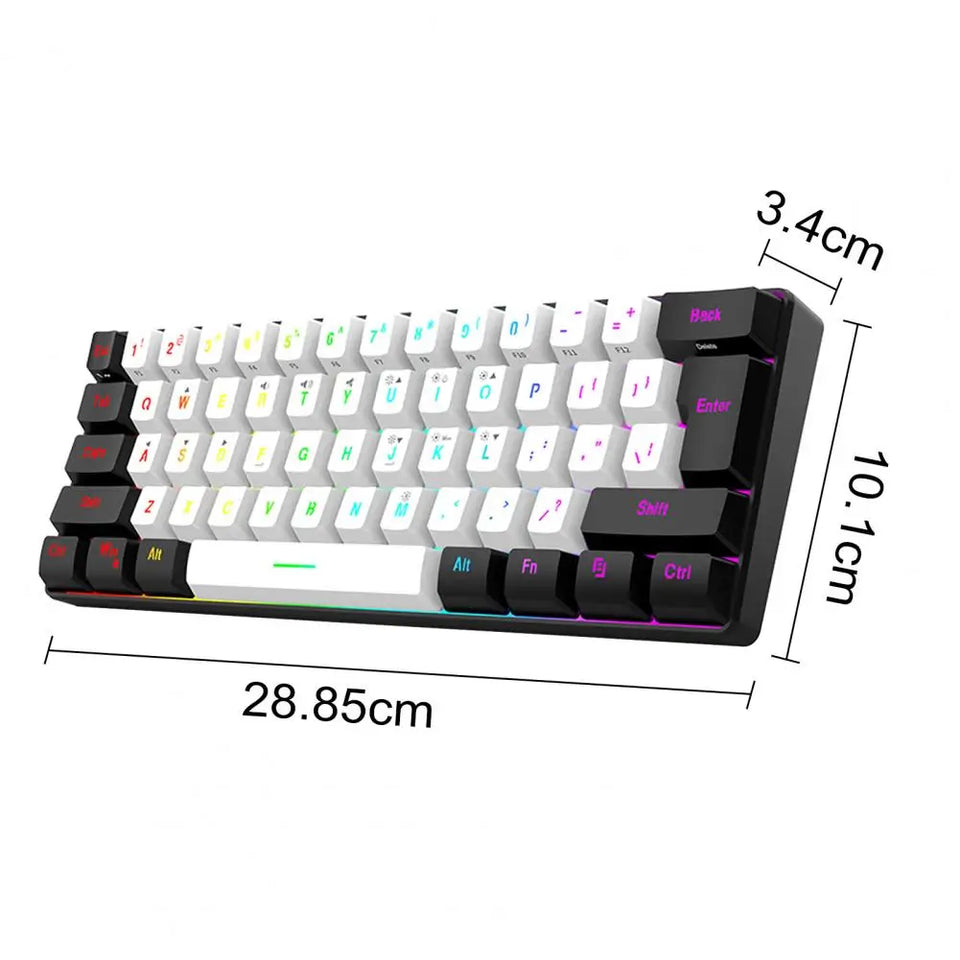 Rgb Keyboard Compact 61-key Wired Mechanical Gaming Keyboard with Rgb Light Design Lightweight Computer for Gamers for Enhanced