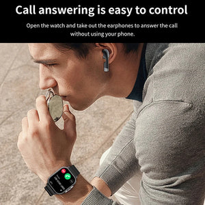 2" Headset 2 in 1 Smart Watch BT Call Bluetooth Headphones Watches Heart Rate Sport Fitness Bracelet TWS Earphone Smartwatch Men