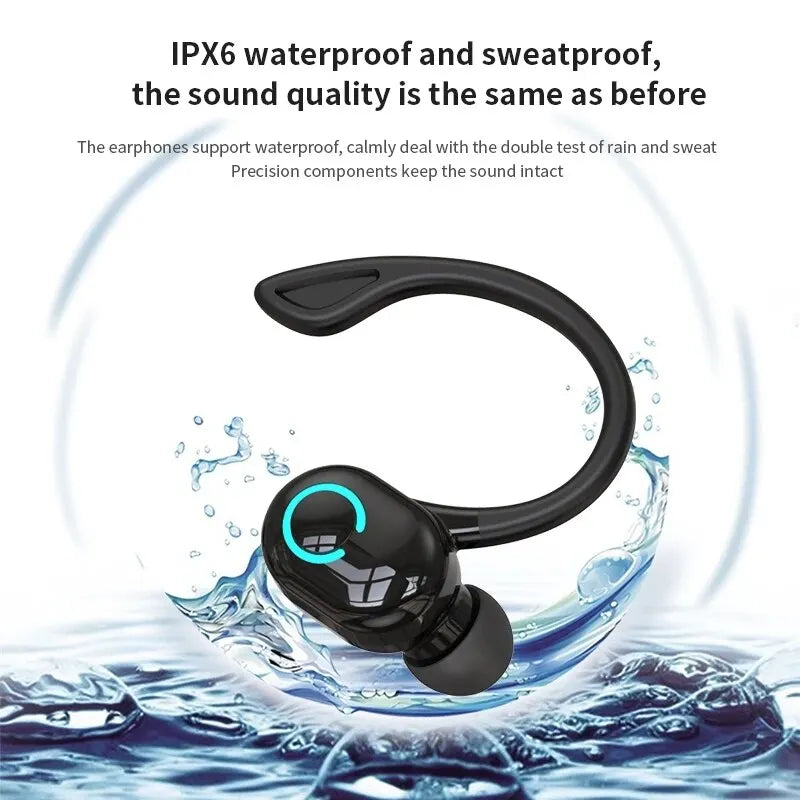 Bluetooth 5.2 Headset Business Wireless Earbuds Earphones Stereo Sports Game Headphone Ear Hook Mini HIFI Bass Noise Cancelling