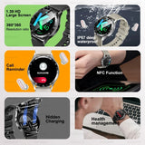 New 1.39" Watch Men 2 In 1 TWS Earphone Smartwatch Sport Music HIFI Stereo Wireless Headset Heartrate Waterproof Smartwatch NFC