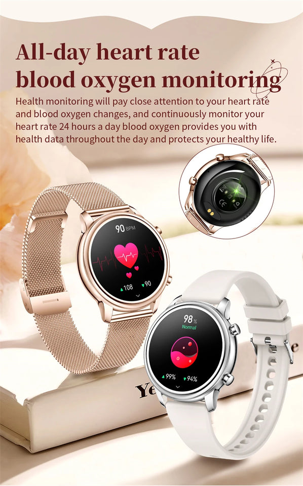 Bluetooth Call Smart Watch Women 1.27 inch 360*360 HD Display Sports Watches For Diamond Strap 2024 New Smart Watch For Xiaomi