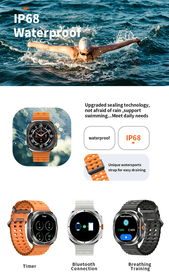 IP68 waterproof smartwatches compass 300mah battery RDFIT app dual watch bands alloy smart watch Z7 ultra kids